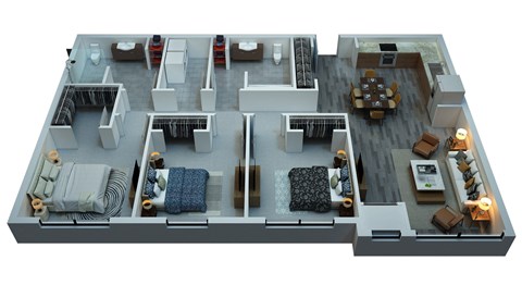 Floor plan for 3 beds, 2 baths, 1214 sqft